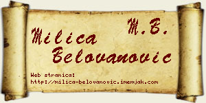 Milica Belovanović vizit kartica